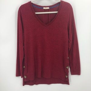 ANTHRO Peyton Primrose Red Side Button Sweater M